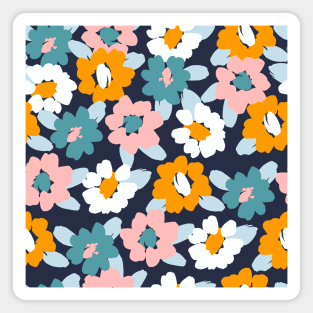 Pink, Blue, White and Yellow Flowers Magnet